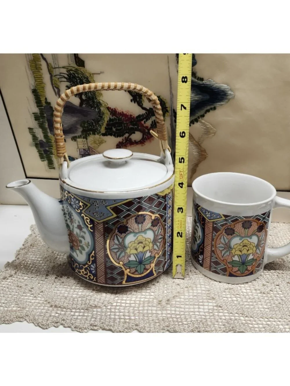 Imari Ware Teapot & Mug Set National Silver Co Nagoya Japan Vintage